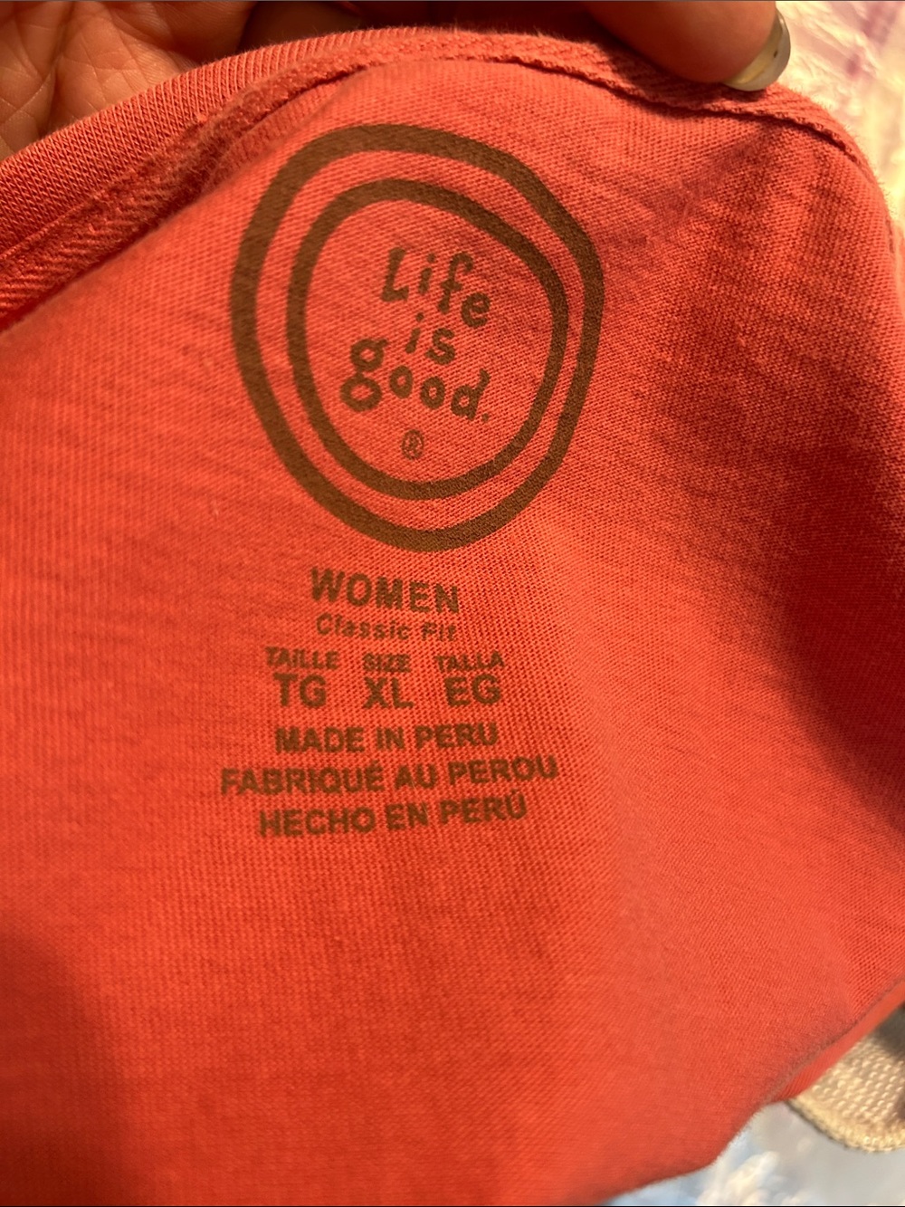 LIFE IS GOOD Coral-Pink Long Sleeve T-Shirt Downward Dog Graphic Crewneck XL - Picture 8 of 8